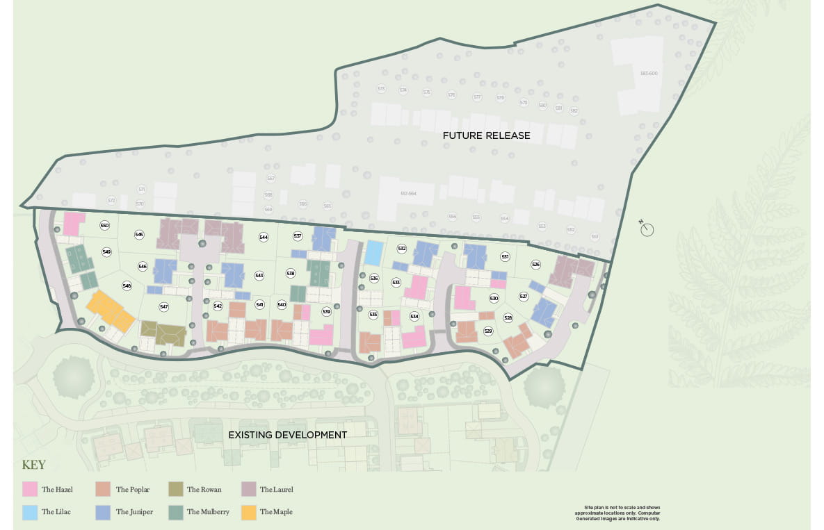 An illustration of the Willow Rise phase Site Plan at Abbey Barn Park
