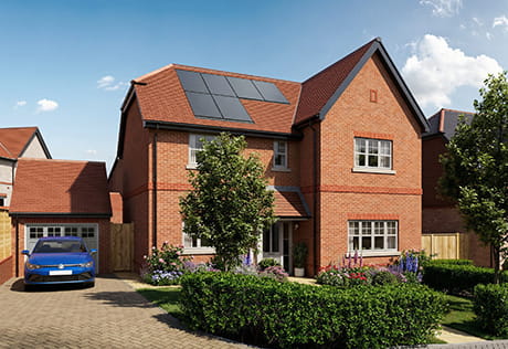 An exterior CGI of The Juniper house type at Abbey Barn Park