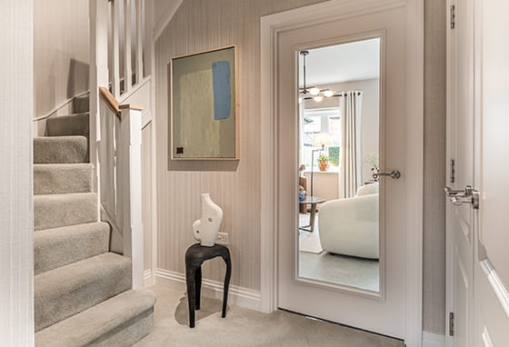 Interior image of stairway at Abbey Barn Park home