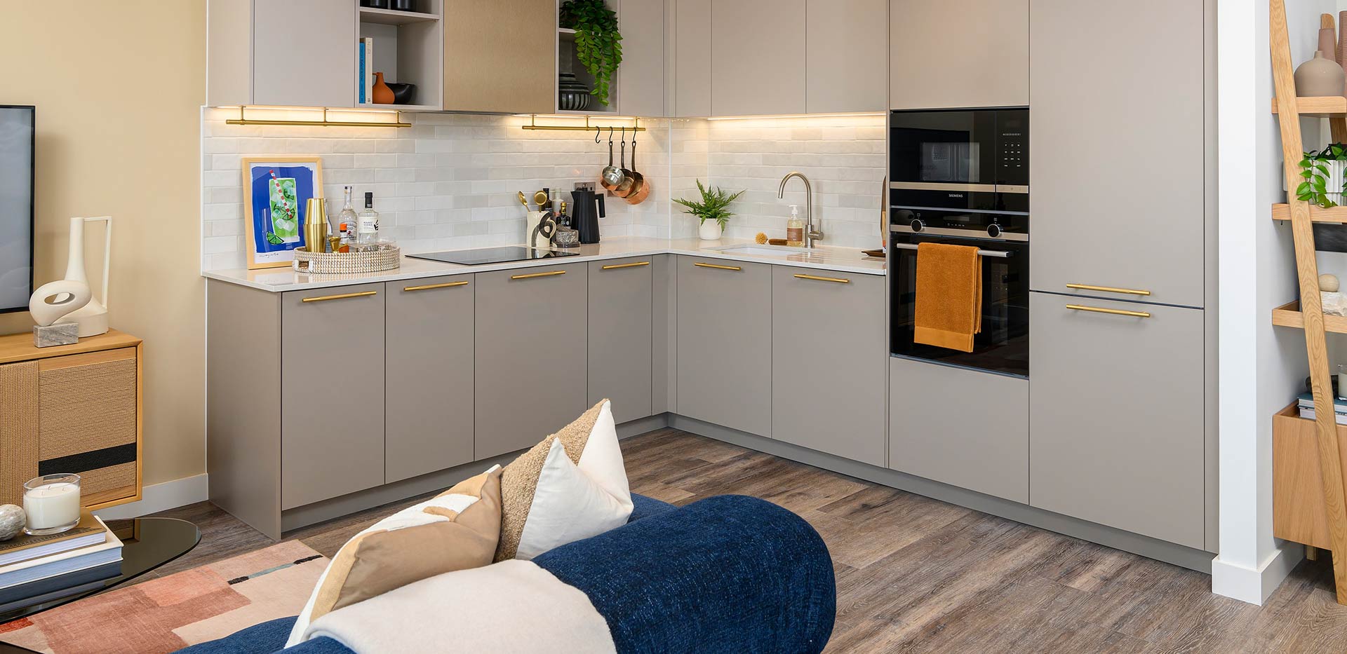 Alexandra Gate one bedroom showhome kitchen and living