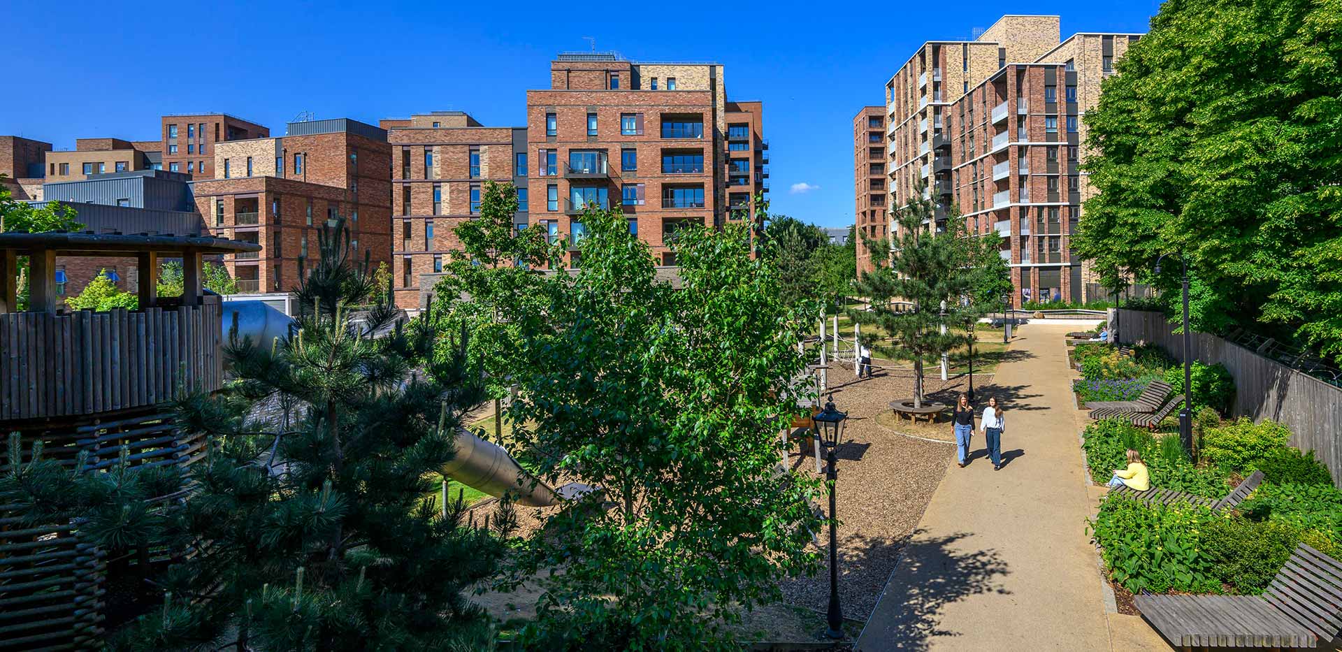 An exterior image of Alexandra Gate on a warm sunny day