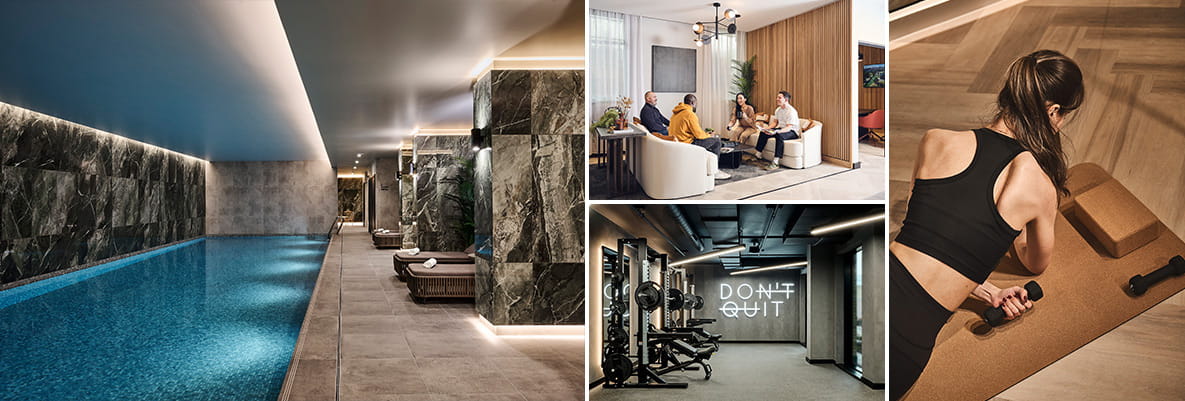 A montage of images from The Park Club at Alexandra Gate