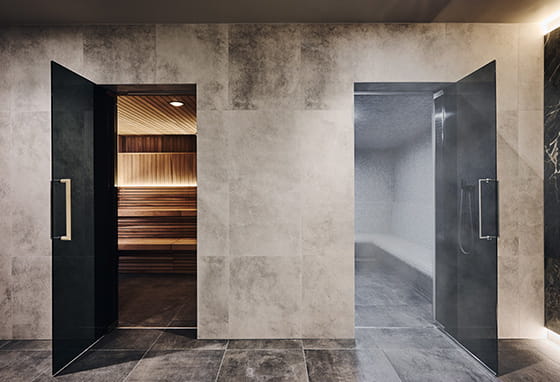 The entrance to the sauna and steam rooms at The Park Club