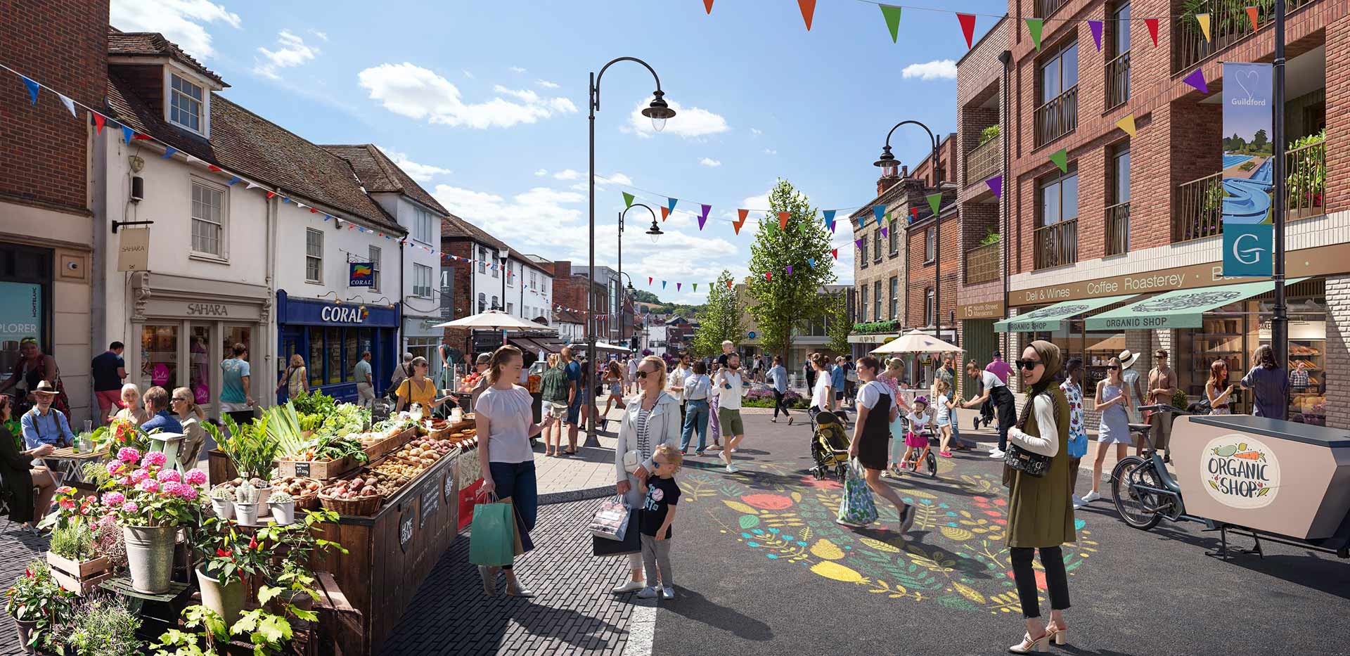 A busy community using high street facilities and coffee shops