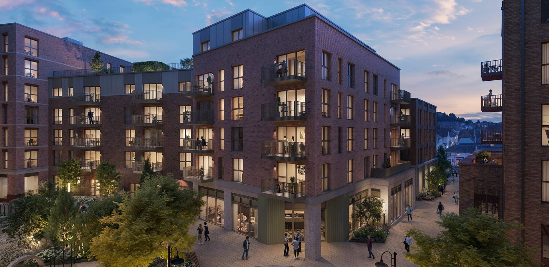 Arch & Bloom, development exterior at night