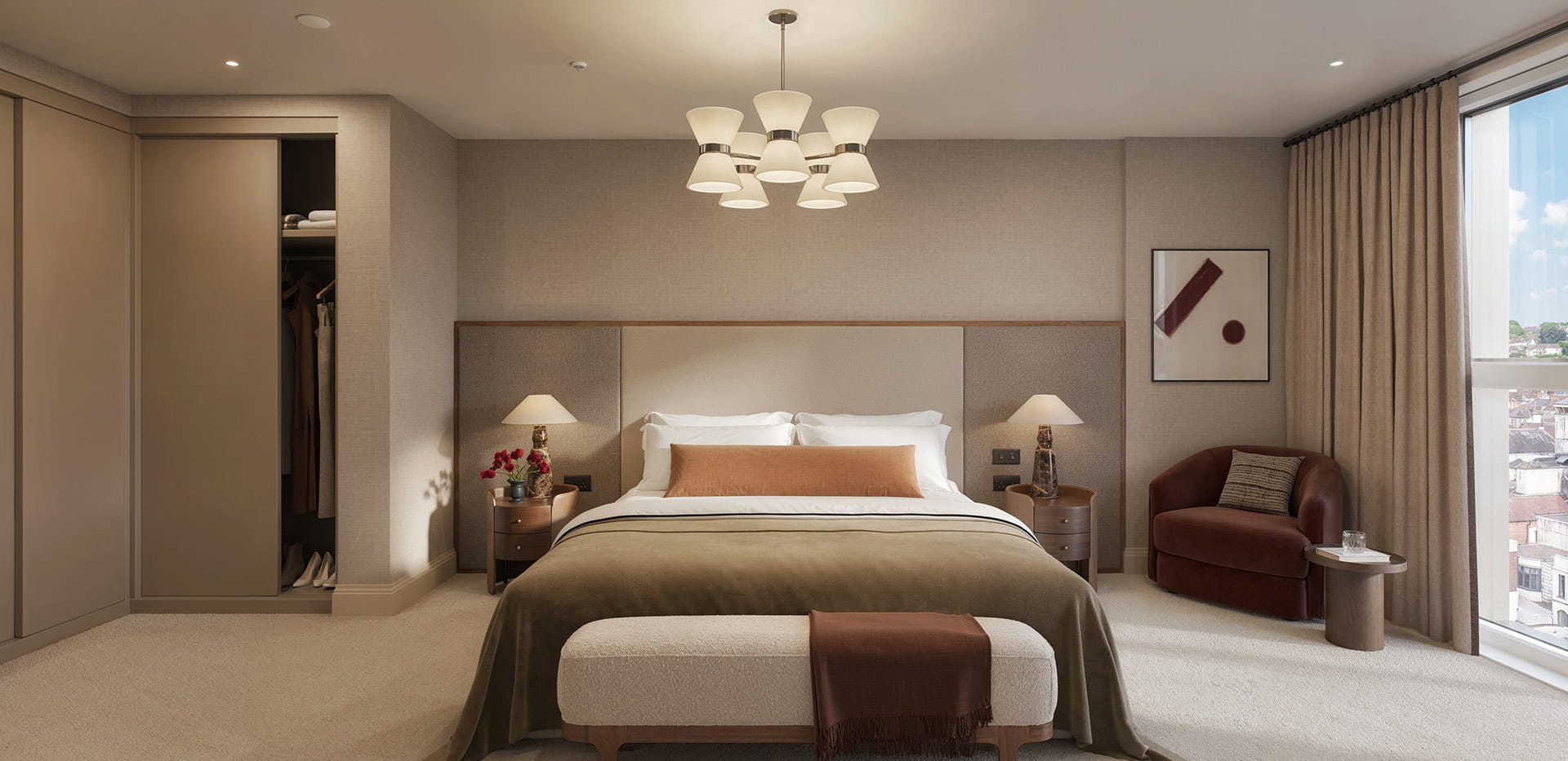 Arch & Bloom, apartment, very spacious bedroom with stunning development views