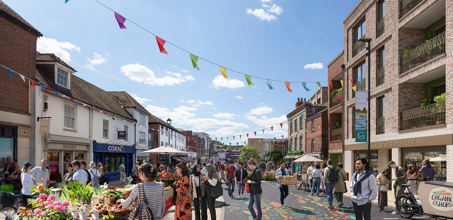 Guildford's bustling town centre