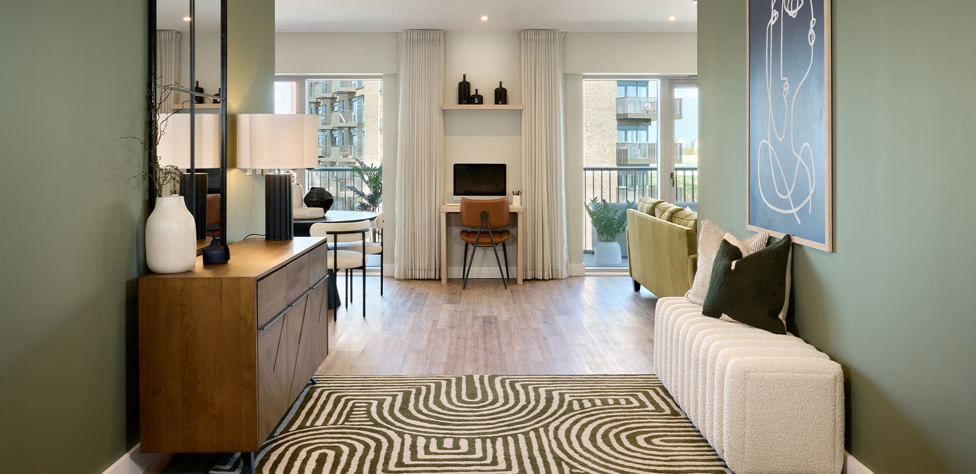 Interior of a modern apartment at Bankside Gardens