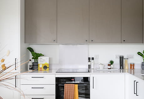 Interior kitchen image of a show apartment in Bankside Gardens