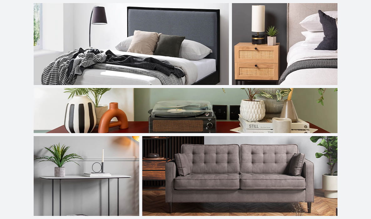 A montage of interior images from showhomes at Bankside Gardens