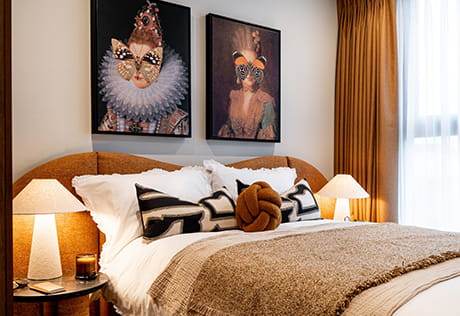 Bermondsey Place Art House bedroom with a vibrant design