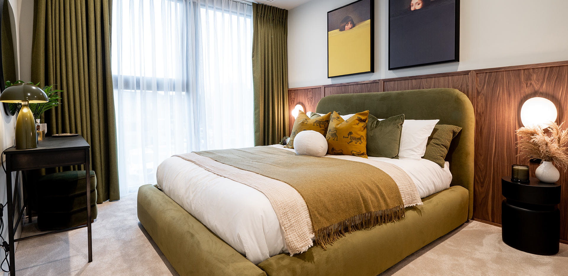 An interior CGI of a bedroom within The Art Mill phase page