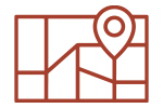 An icon of a map with pinpoint