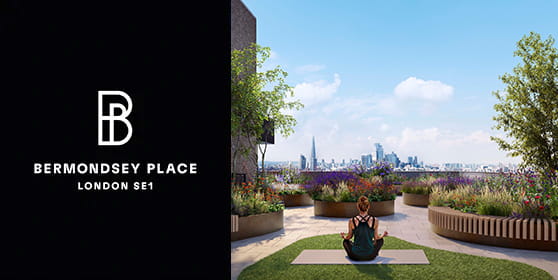 An exterior roof Terrace CGI at Bermondsey Place