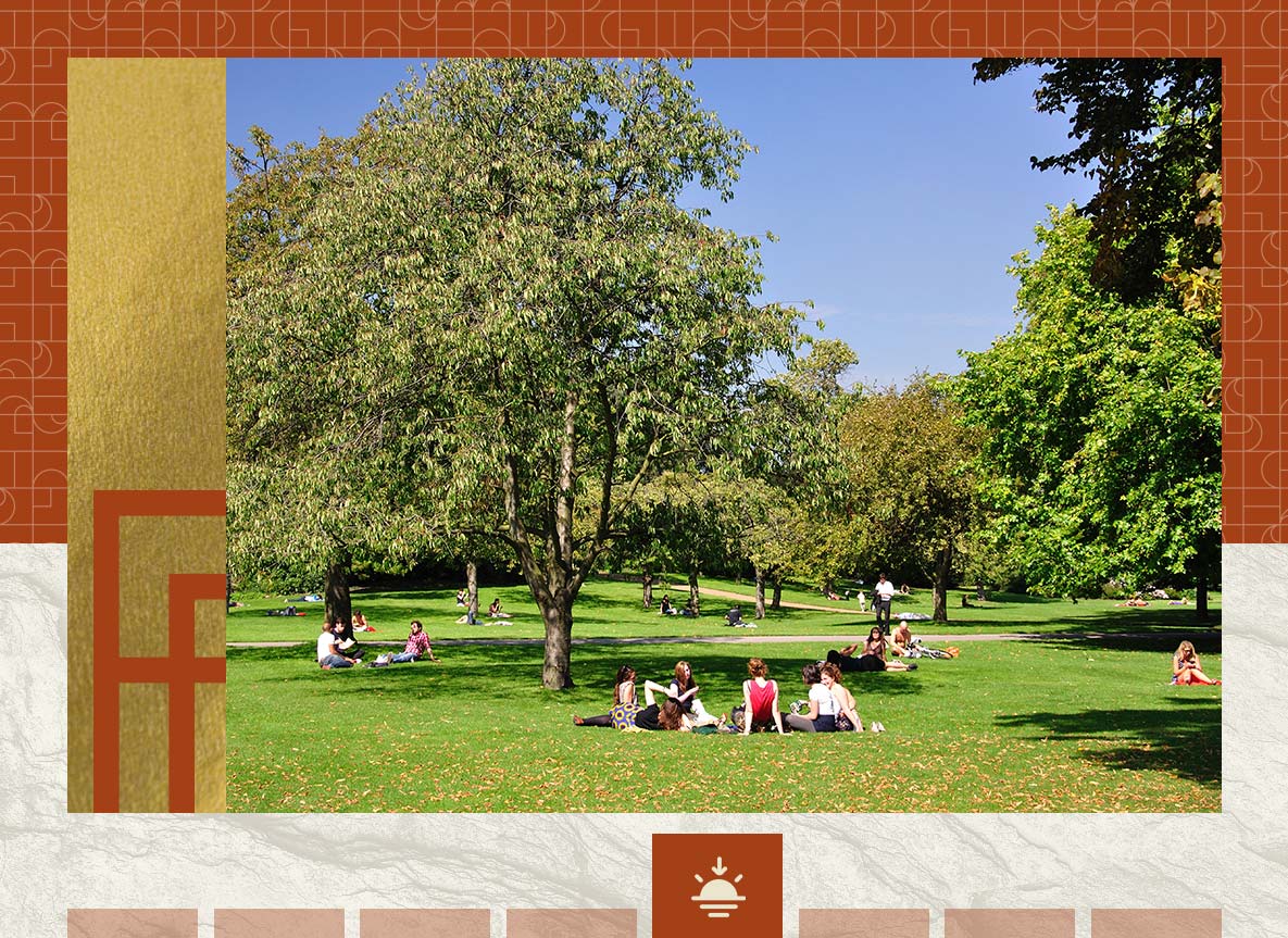 An exterior photograph of a part of Burgess Park in Southwark