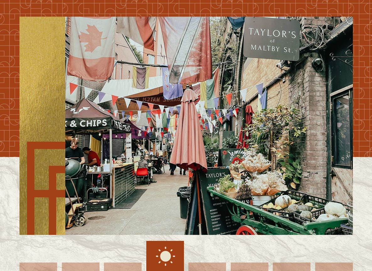 A photograph of a part of Maltby Street Market