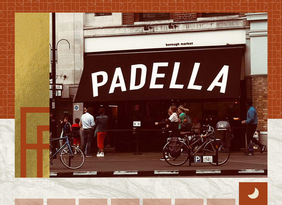 An exterior photograph of the Padella Restaurant in Borough Market