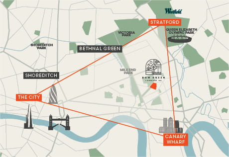 An image of a local area map near Bow Green