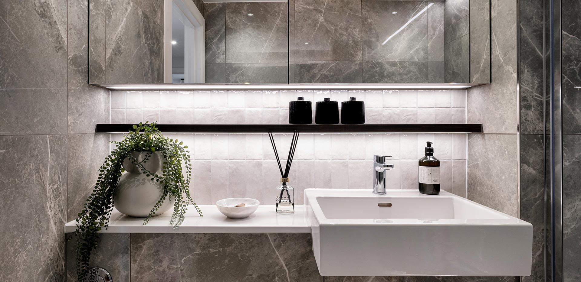 An image of the bathroom from a 2-bedroom showhome at Bow Green