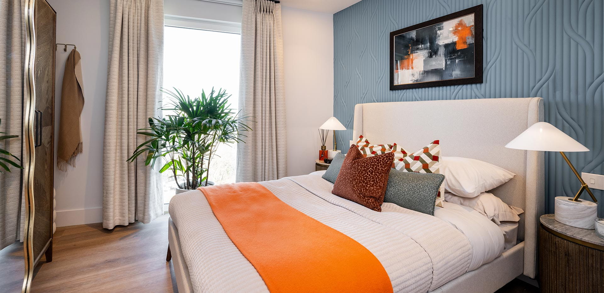 An image of the bedroom from a 2-bedroom showhome at Bow Green