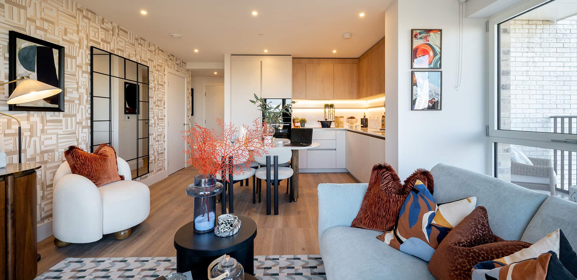 An image of the living-dining from a 2-bedroom showhome at Bow Green