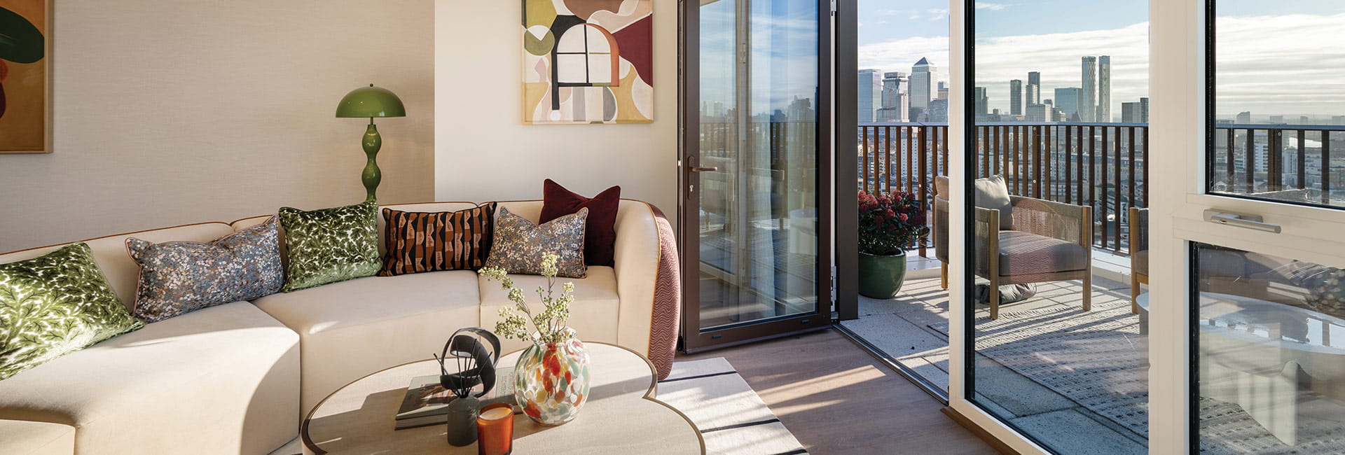 Bow Green spacious living area with scenic city views