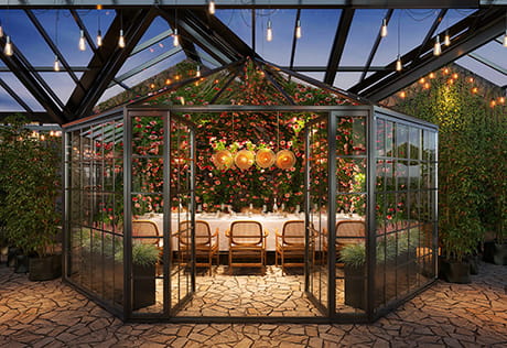 An image of the Roof-top Garden dinning area