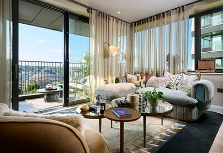 Interior image of a living room at Camden Goods Yard