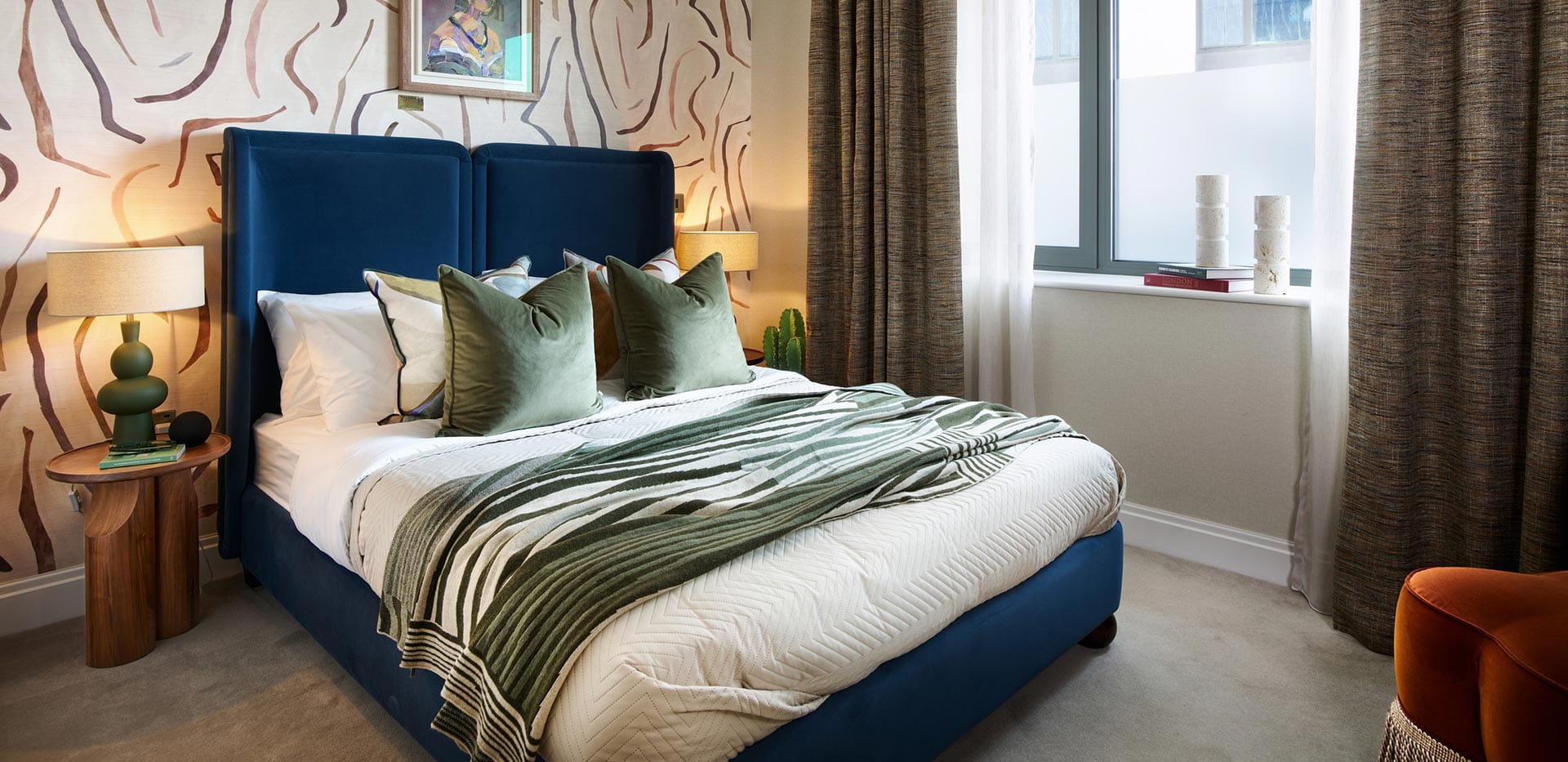 Vibrantly decorated bedroom