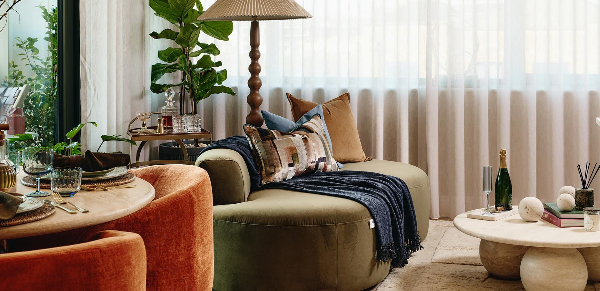 Cosy living area with sofas that overlook the development