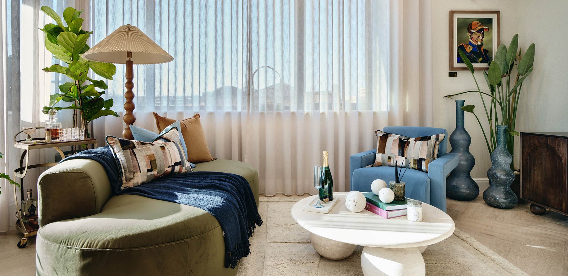 Cosy living area with sofas that overlook the development