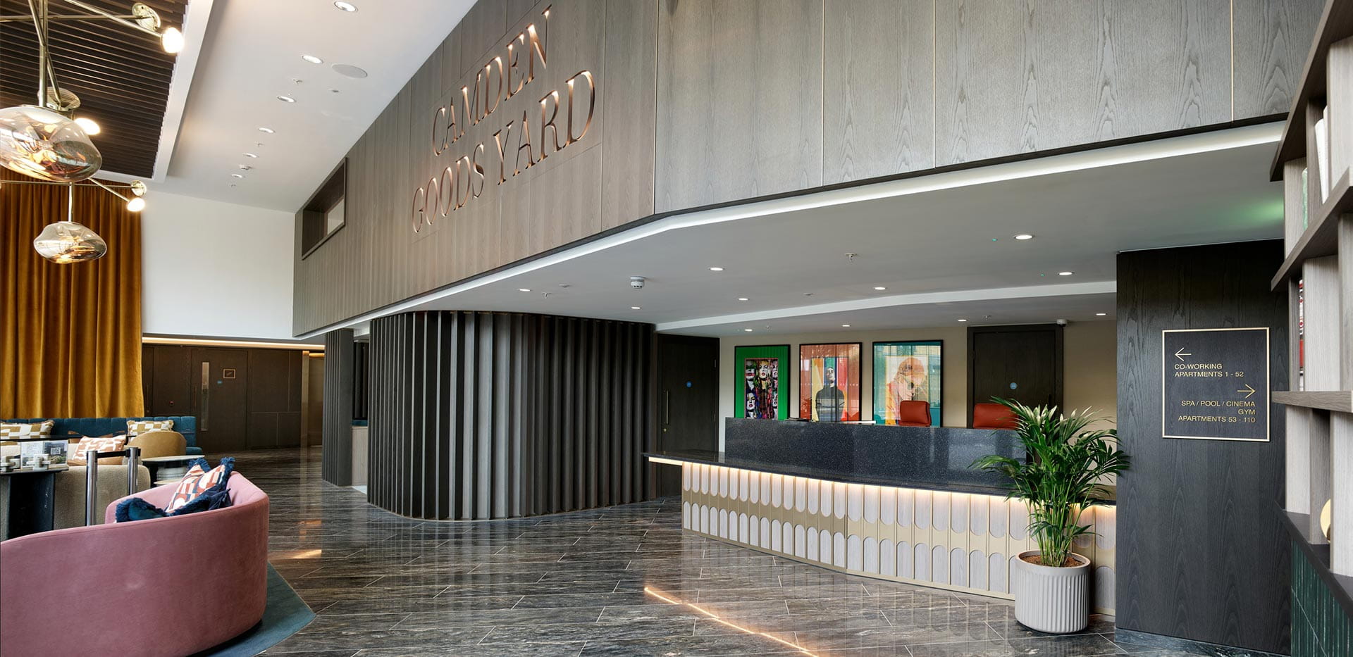 An interior image of the concierge available at Camden Goods Yard