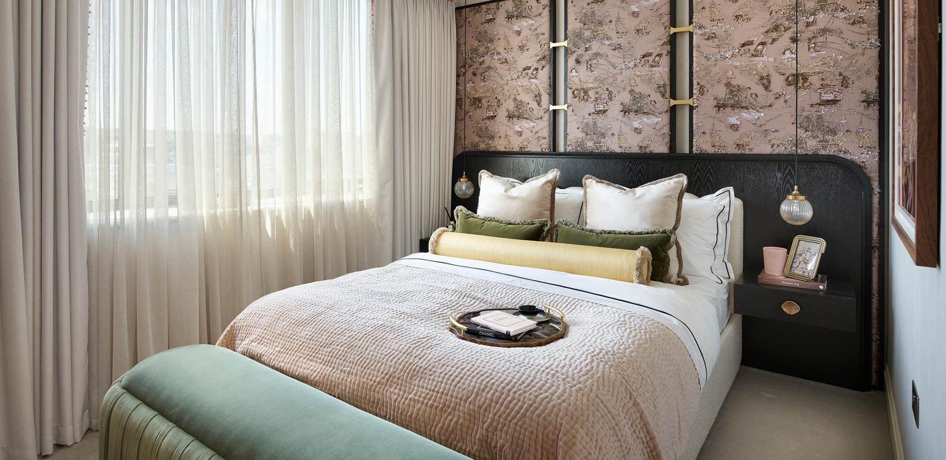 Spacious and vibrantly designed bedroom