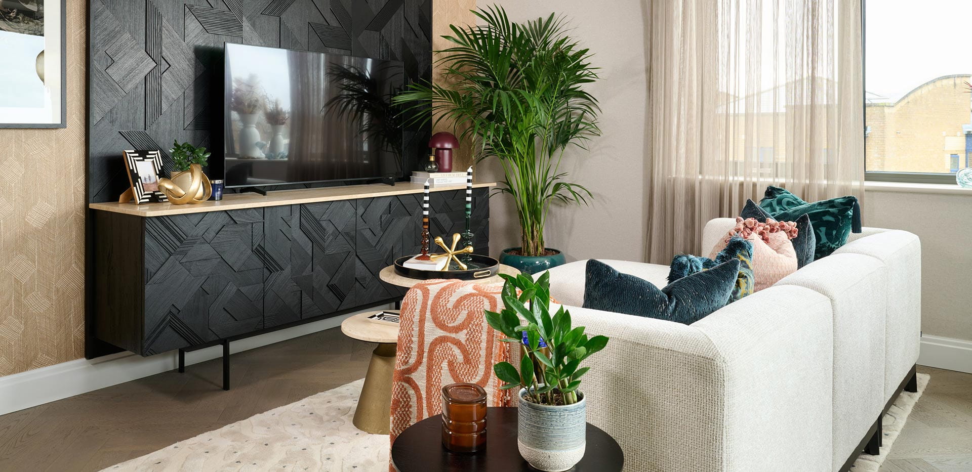 An image of the living area within a showhome of The Signature Collection
