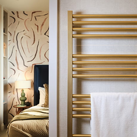 Towel rail with gold trim