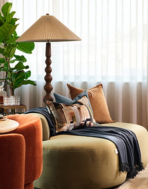 Camden Goods Yard showhome light and airy living area with cosy seating