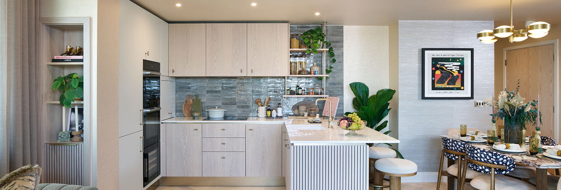 Camden Goods Yard, property 66, light and spacious kitchen and dining area with cream worktops