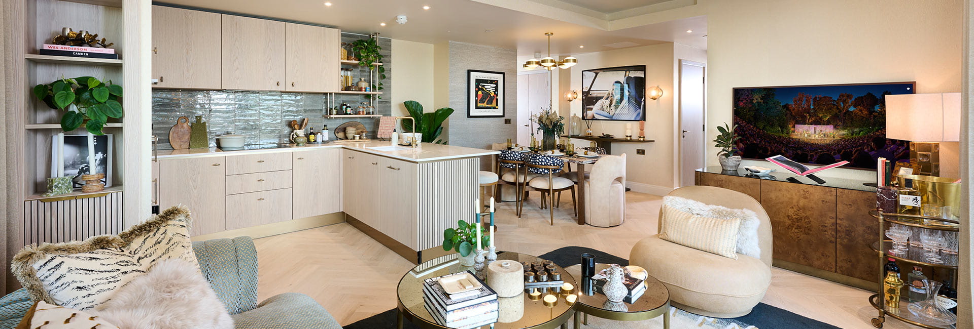 Camden Goods Yard, property 66, light and spacious living area with cosy seating