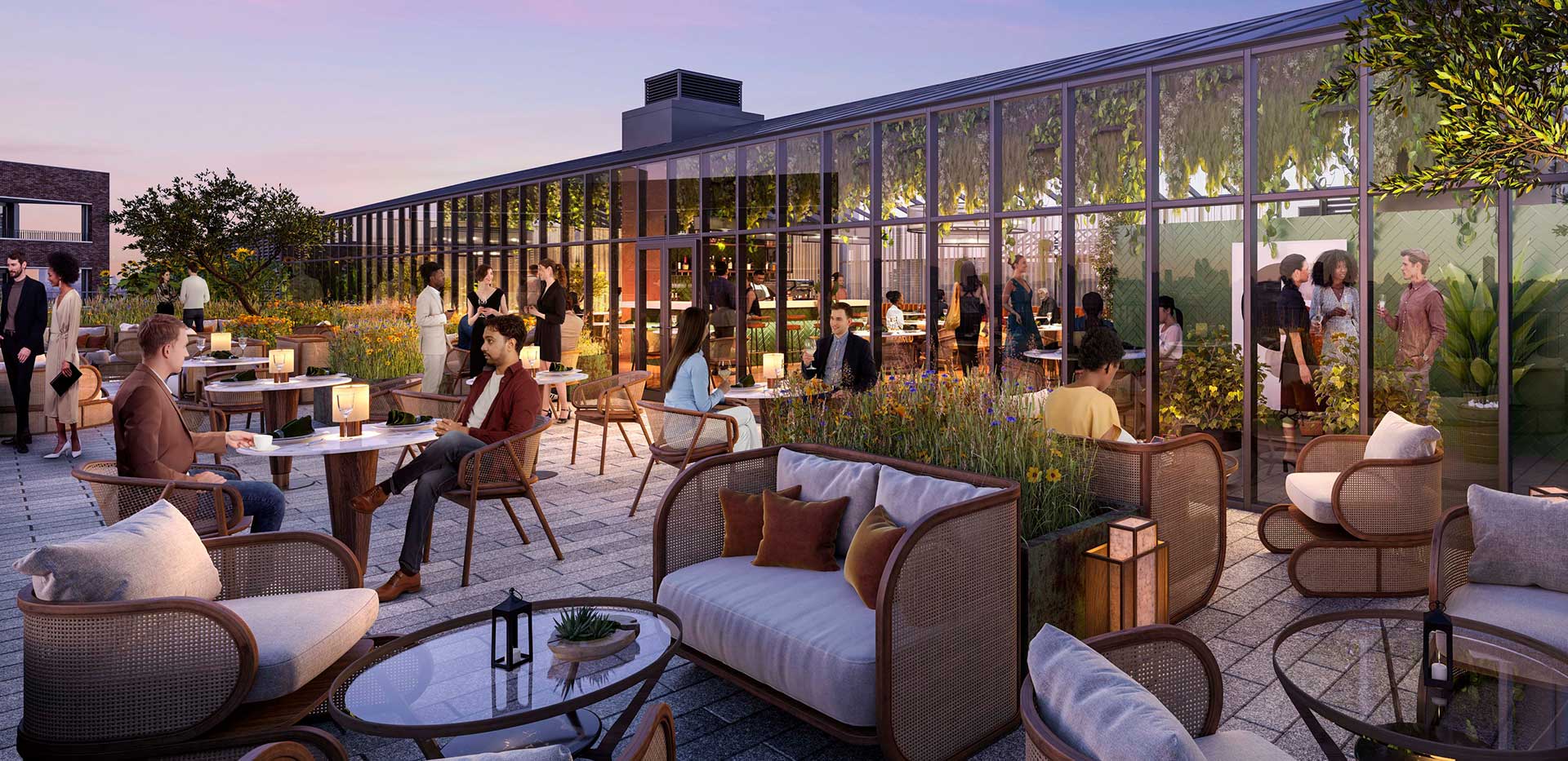 A CGI of the rooftop at Camden Goods Yard