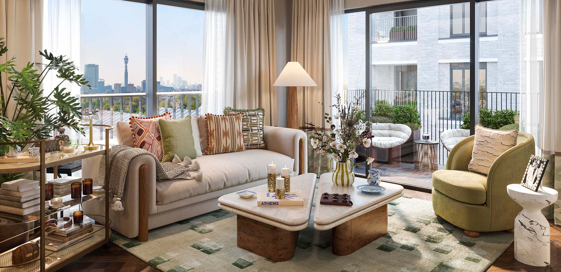 An interior living room image within a show apartment at The Gallery