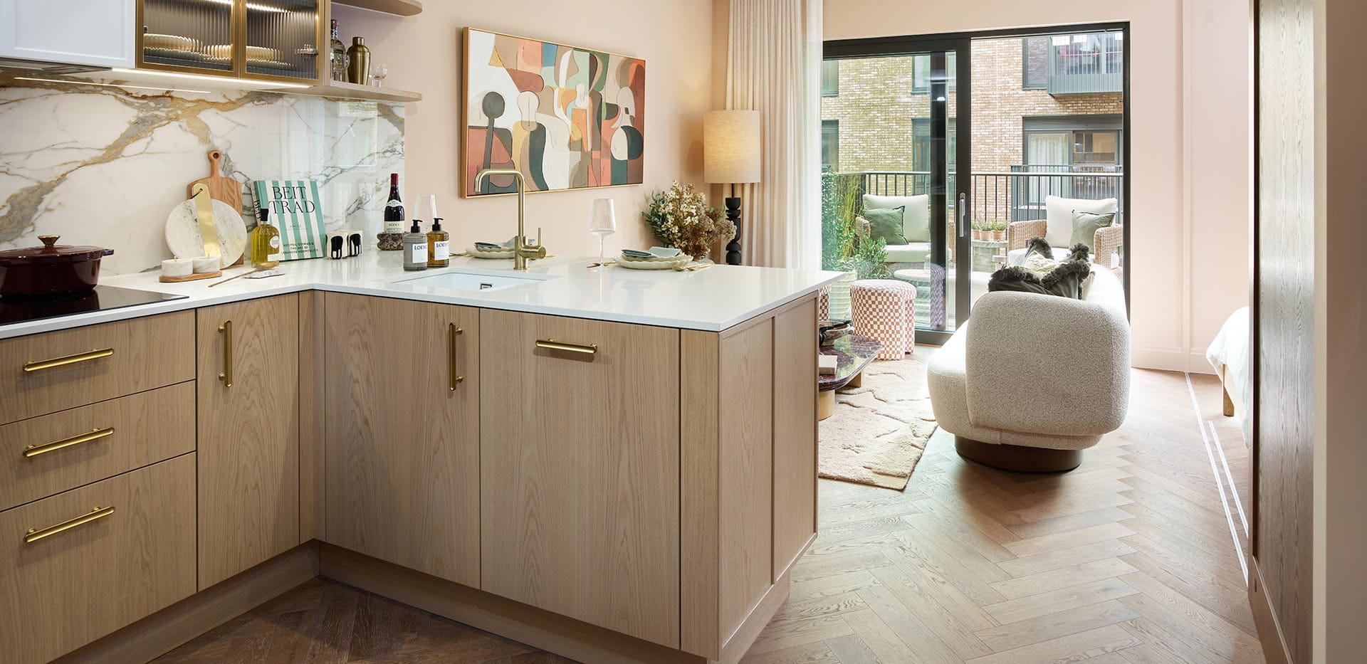An interior Kitchen with a view of Living area image from The Gallery at Camden Goods Yard