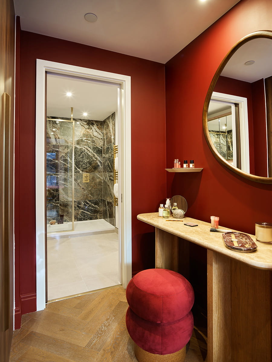 An interior Make Up Desk with view of En Suite image from The Gallery at Camden Goods Yard