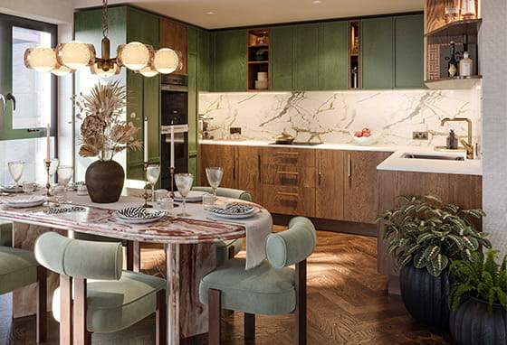 A kitchen with the vert palette at The Gallery