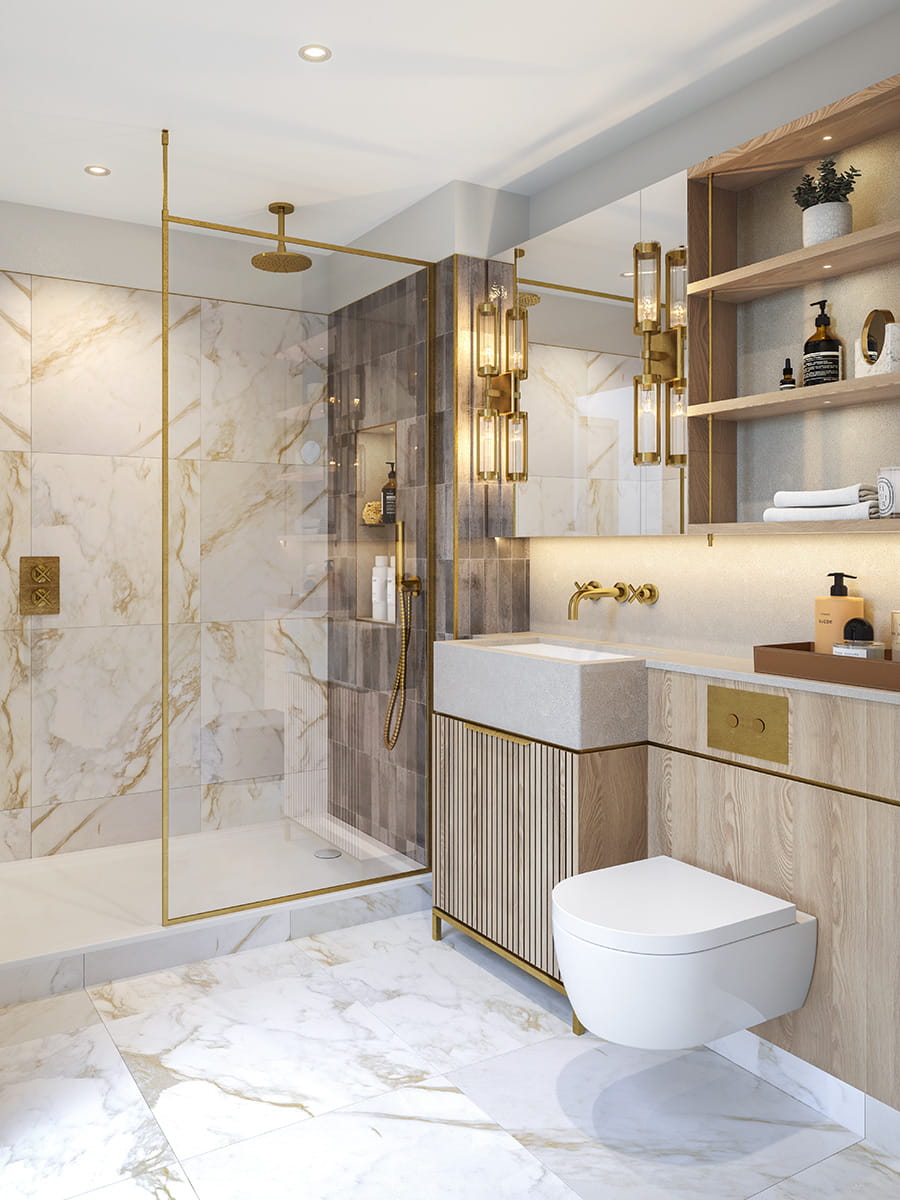 Camden Goods Yard, The Regent home interior, spacious bathroom