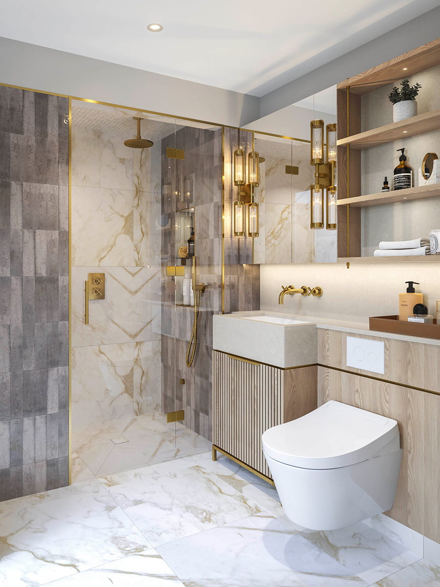 Camden Goods Yard, The Regent home interior, spacious bathroom