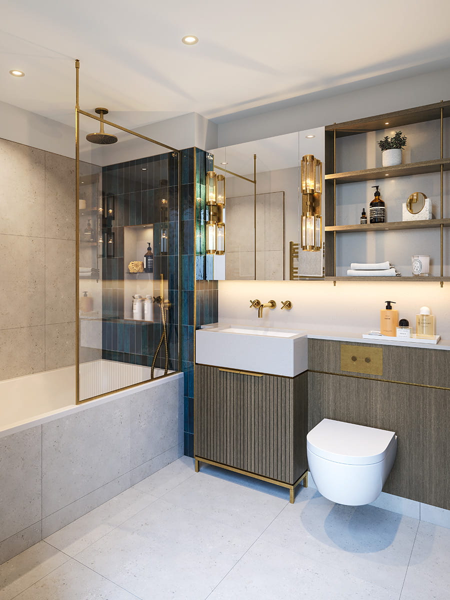 Camden Goods Yard, The Regent home interior, spacious bathroom