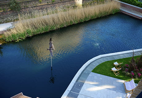 An aerial shot of the public art piece