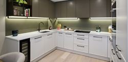 Chelsea Creek Westwood House kitchen with a sage, white and brown design