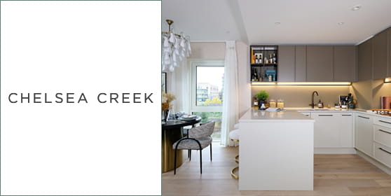 Interior Photograph of kitchen/dining area at a Chelsea Creek home