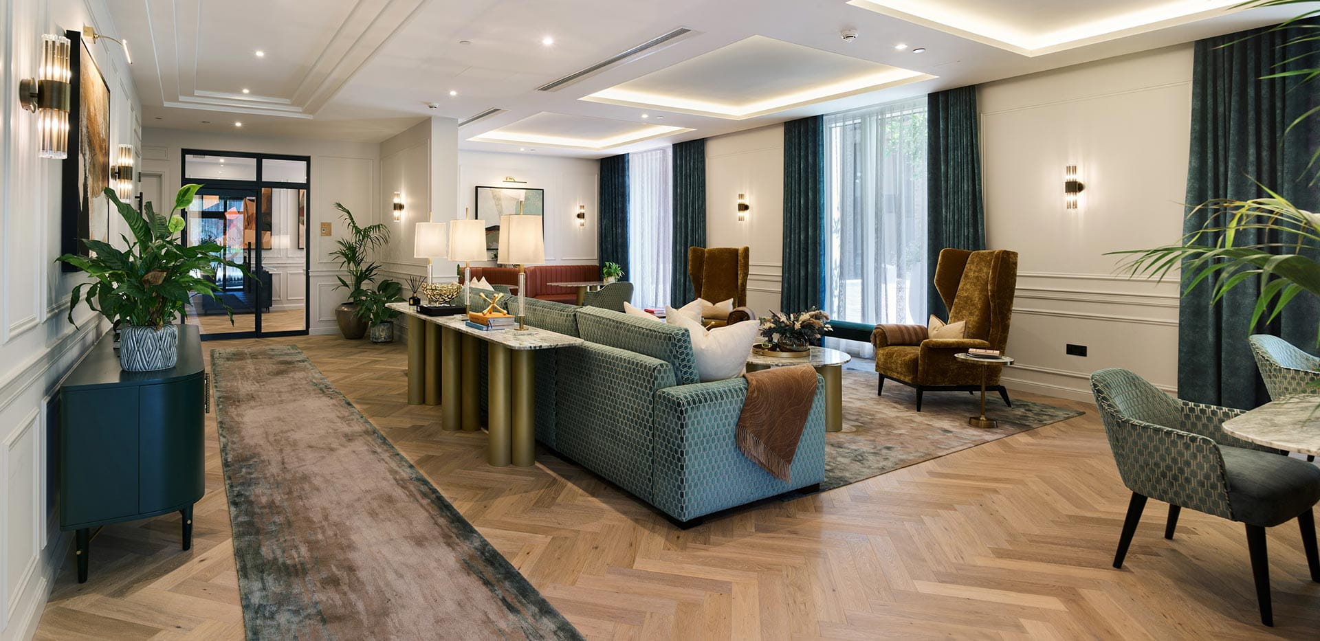 An interior image of the Residents' Lounge at The Halcyon